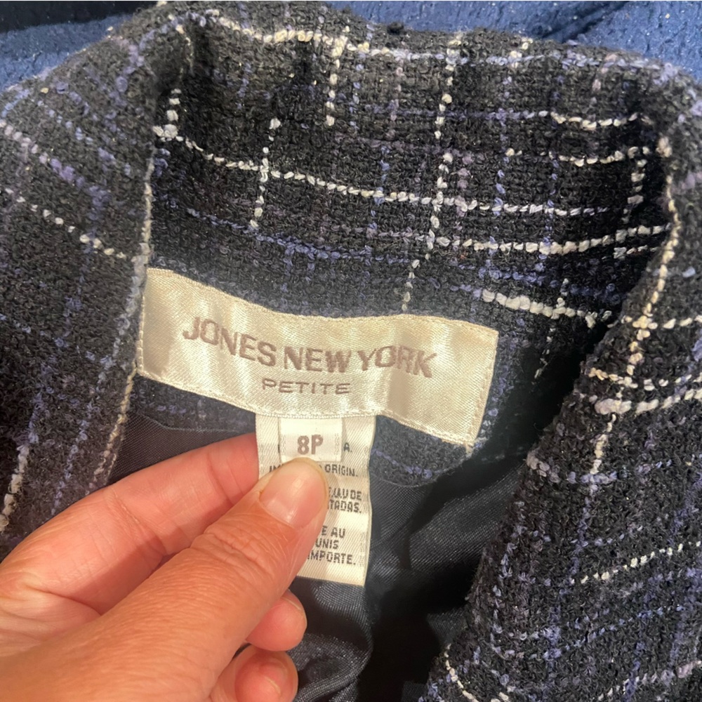 Jones New York blue plaid tweed jacket - Picture 8 of 9